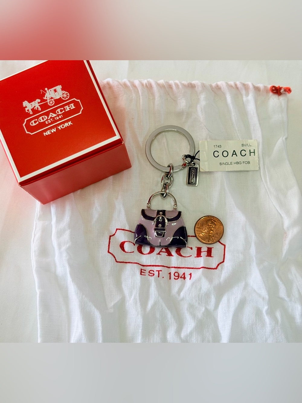 RARE Vintage Coach SoHo 3D Enamel Handbag Keychain w/Box & Dust Bag NWT